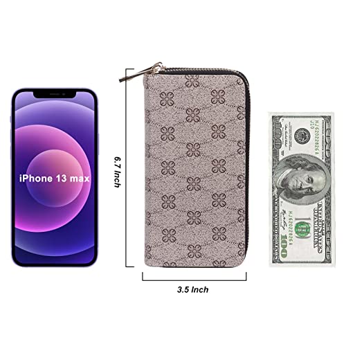 Image of Double Zipper Wallet for Woman Clutch Purse with Cell Phone Holder for Smartphone /Card /Coin /Cash