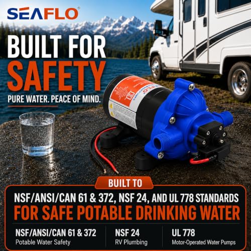 Image of SEAFLO 33-Series Diaphragm Water Pressure Pump (12V | 3.0 GPM | 45 PSI), Blue Housing
