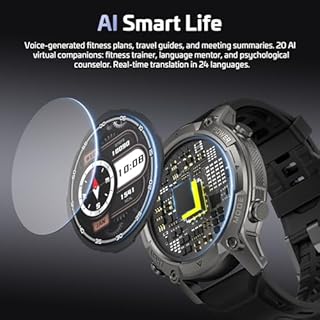 GPS Smart Watch with Maps, 21Day Battery, 5ATM Waterproof, Bluetooth Call,1.43" AMOLED, 178 Sports Modes, Compass, LED Flashlight/ Heart Rate/Stress/SpO2/Sleep Monitor, for Android iOS Men Women Black