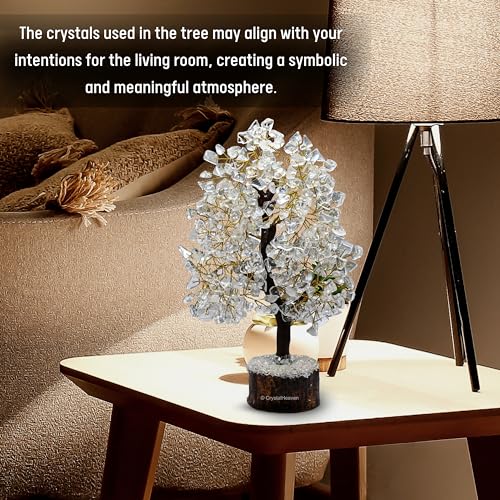 Image of Certified Clear Quartz Crystal Tree for Good Luck - Healing Crystals Money Tree for Wealth, Positive Energy at Home Office - Decorative Spiritual Gifts for Vastu, House Warming