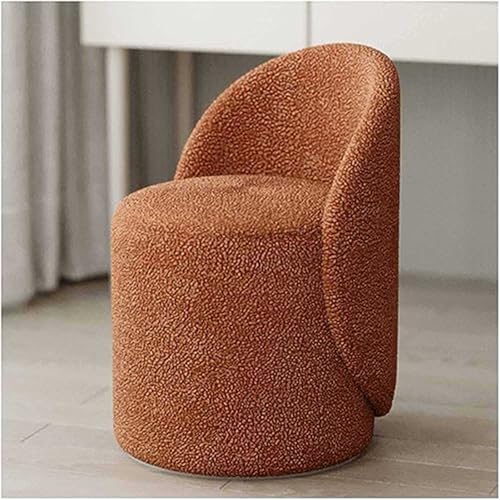 Sillón redondo de terciopelo de cordero de felpa para vestidor y dormitorio, elegante silla giratoria de peluche para entrada, cómoda silla de maquillaje