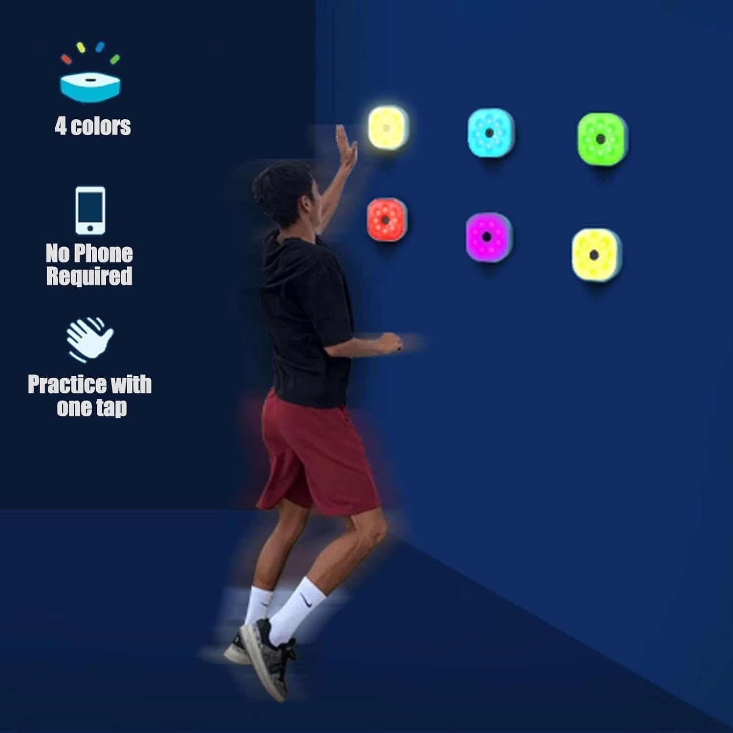 Kit de luces de entrenamiento de reacción, velocidad y agilidad con control remoto, 4 modos, 4 colores, diseño magnético para fútbol, boxeo, fitness
