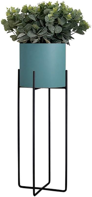 Metal Flower Rack Indoor Balcony Decoration Plant Display Shelf Iron Art Herb Bonsai Shelves for Living Room Bedroom Garden Office Decor Floor-Stand - Blue(S+L)