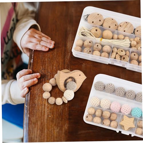 Cuentas de macramé de madera natural con clips para chupeteros y manualidades (84 uds) 3