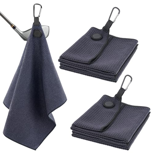 Allnice Magnetic Golf Towel, 2 Pack Premium Microfiber Waffle Magnet Golf Towel Strong Hold Towel for Golf Bag Cart Accessories Golf Gifts for Men and Women