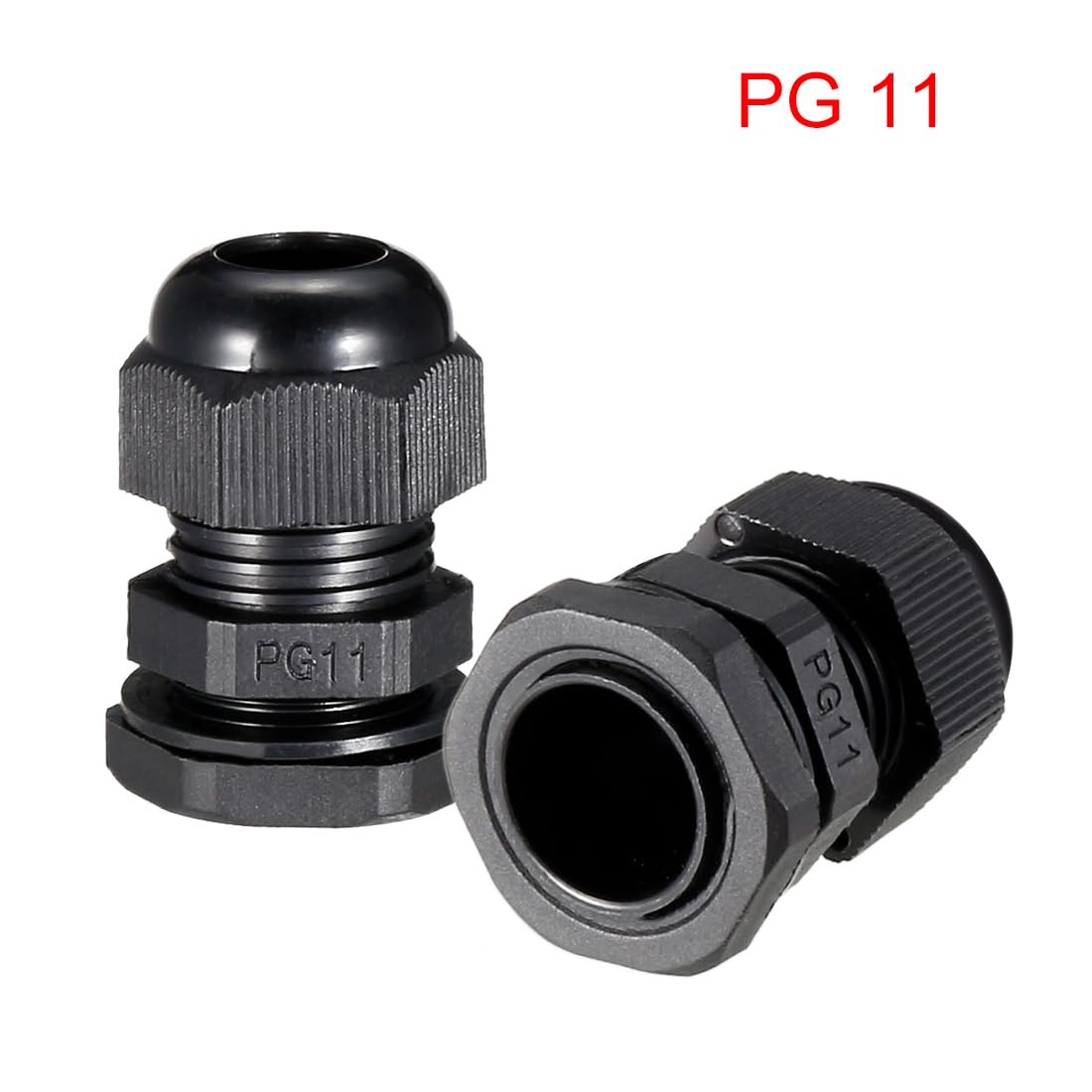 5Pcs PG11 Cable Gland Waterproof Plastic Joint Adjustable Locknut Black for 5mm-10mm Dia Cable Wire with Rubber O Ring