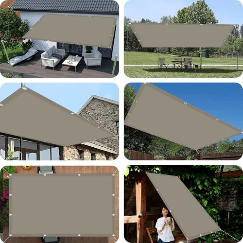 Toldo vela de sombra impermeable para balcón y porche exterior en gris pardo 3