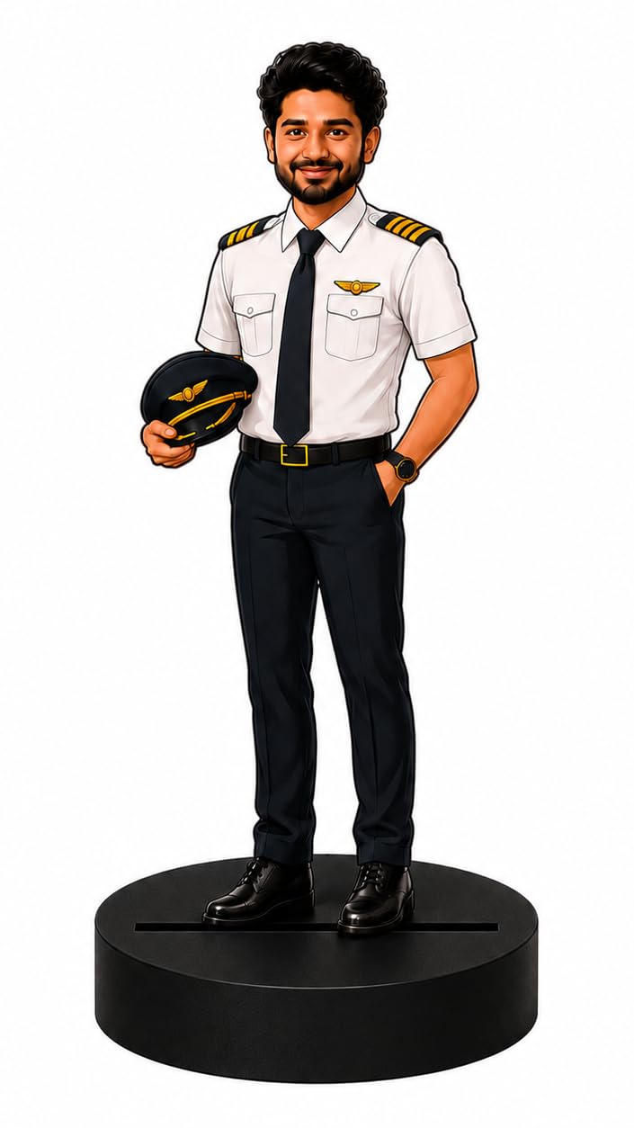 Personalized Pilot Caricature Standee Gift for Men - Custom Photo Cartoon Figurine for Aviation Lovers, Birthday Gift for Boyfriend Husband Brother, Desk Table Decor for Pilots-image-29