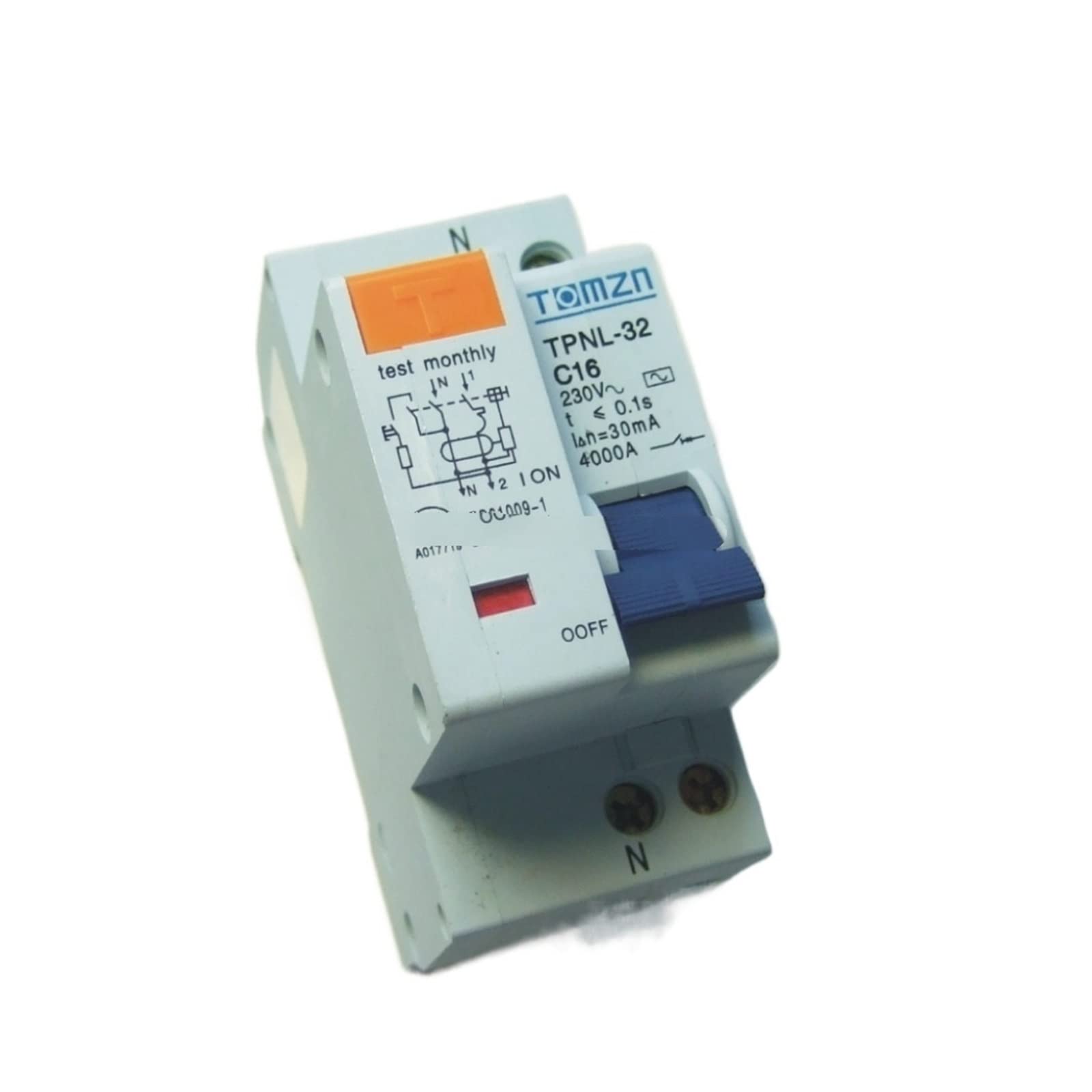 JNVFTCUX 1P+N 16A 230V~ 50HZ/60HZ Residual Current Circuit Breaker with Over and Leakage Protection
