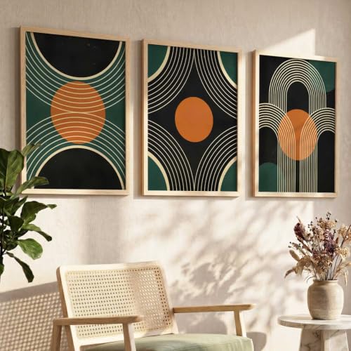 Image of kotart Boho Art Home Decoration Painting | Aesthetic Paintings With Frame For Living Room Bed Room Hotel Wall Decor Digital Reprint Set of 3 (35x37 Inch)