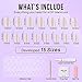 French Tip Press On Nails - BTArtbox White Almond Medium Reusable Stick On Nails in 15 Sizes - 30 Soft Gel Fake Nail Kit for Women Gift, Classic