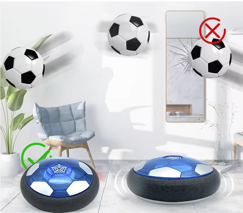 Image of Hover Football Indoor Floating Hoverball Soccer Air Football Smart Indoor Hover Football Electric Floating Air Ball with LED Lights Soft Foam Bumpers Toy Fun Toy for Boys Kids