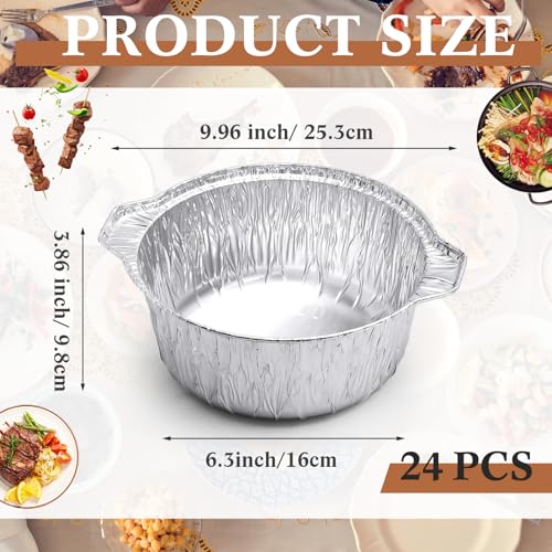 Ziliny 24 Pcs Disposable Aluminum Pot with Lid Round Foil Pans Disposable Cookware Food Container for Vacation Trips Camping Baking Heating Cooking (74.4 oz) by Ziliny - Used condition - Image 3