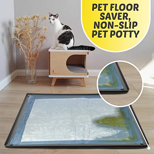 Image of TidyFriend Pee Pad Holder Tray 36 x 36 Inches, Puppy Pad Holder, Easy to Clean and Store Pee Pad Holder for Dogs, Silicon Training Pad Holder, No Spill Puppy Pad Holder (Grey)
