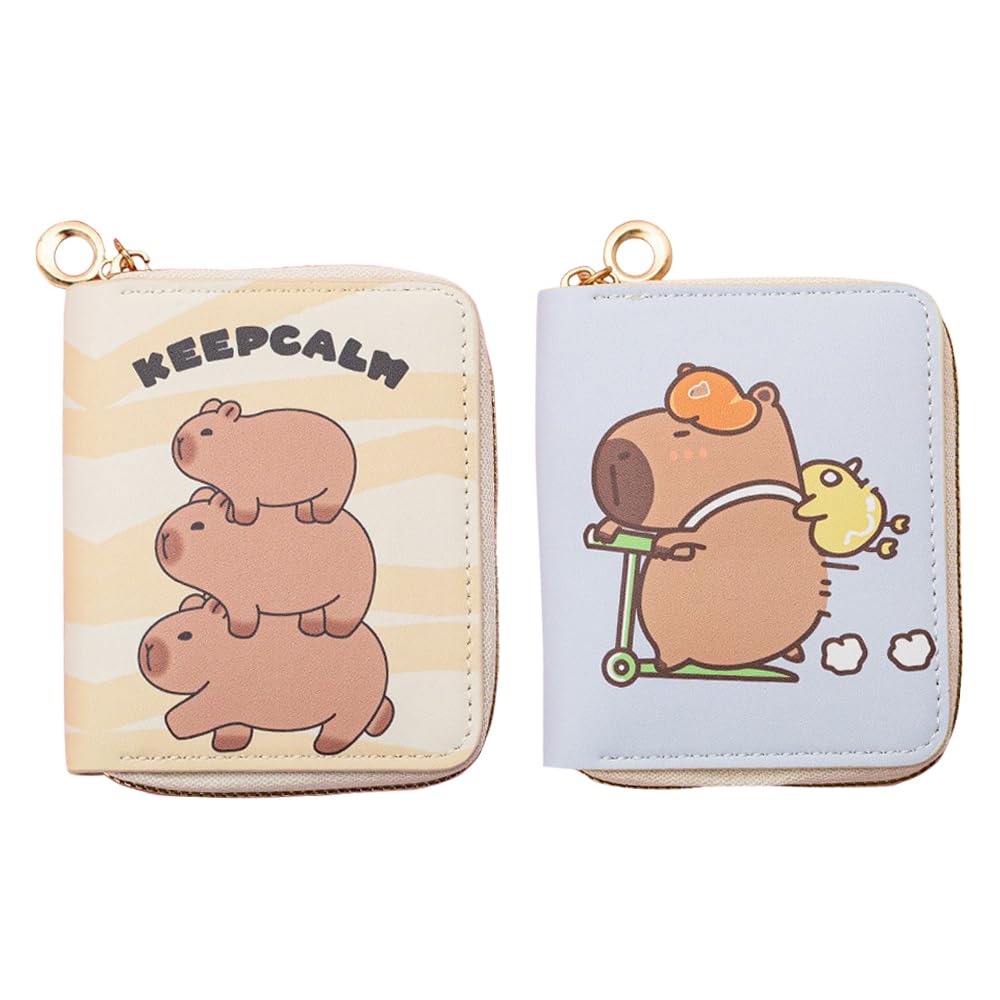 YGCHEN Capybara Portefeuille Enfant Porte-Monnaie Capibara Portefeuilles Dessin Animé Porte Monnaie Capybara Anniversaire Cadeaux Enfants Wallet 2 Pièces
