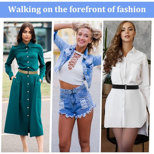 4 Pack Stretch Belts Elastic No Show Comfortable Adjustable Invisible Strap Waist Belt with Flat Buckle for Women Men Jeans Pants Dresses 6