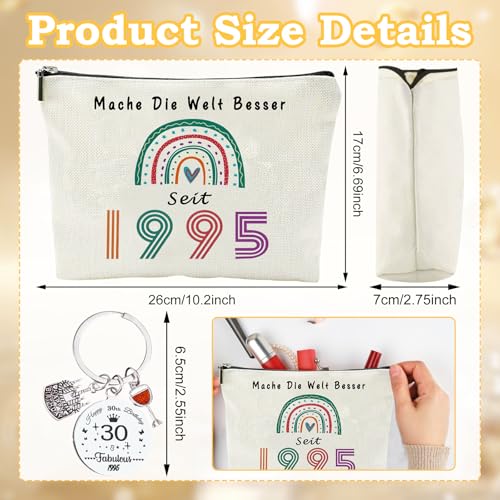 SPHERETRON 30. Geburtstag Frauen Make up Tasche 30 Geburtstags Fraue 30 Frauen Geschenke Zum Geburtstags für Leinen Kosmetiktaschen Reise Kosmetik Organize Geburtstagsgeschenke