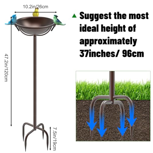 Outdoor Bird Bath Garden BirdBath Feeder with Metal Stake, Freestanding Birdbaths Bowl with 3 Resin Bird Statues, Birdbath & Birdfeeder Garden Yard Lawn Decor (braun) – Bild 3
