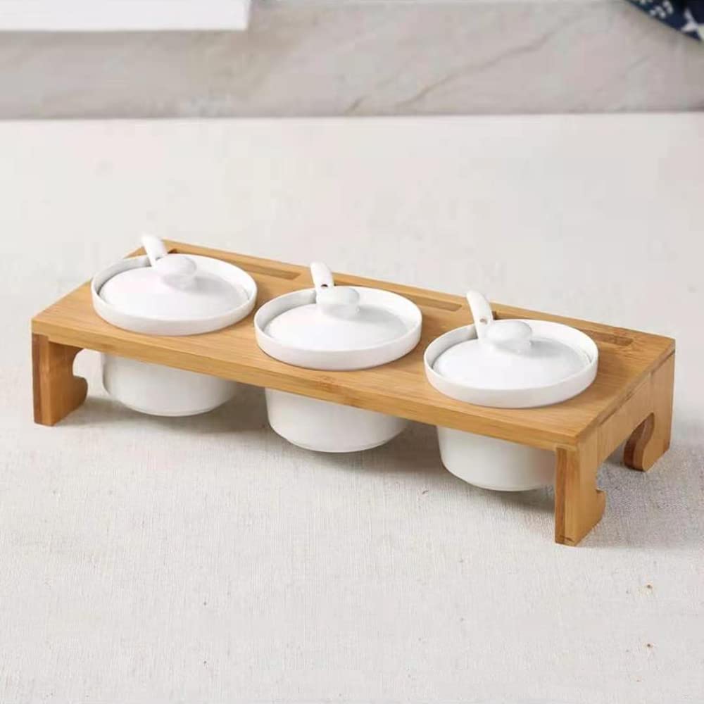 MTZ Makeup Toy Ceramique Cuisine: Set of 3 Premium Ceramic Food Storage Jars with Bamboo Lids - Elegant Kitchen Canisters for Pantry Organization, Tea, Coffee, Sugar, and More (S-2)