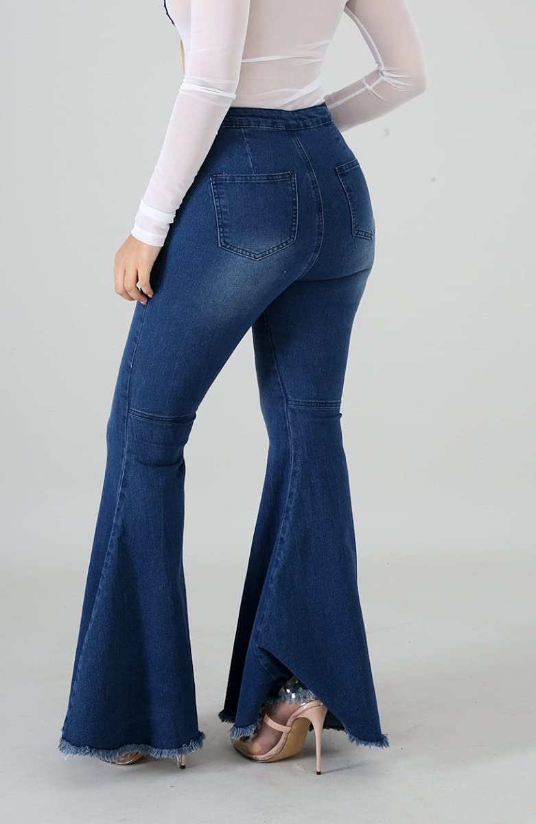 Bell Bottom Jeans for Women High Waisted Skinny Ripped Destroyed Flare Classic Denim Pants Fashion