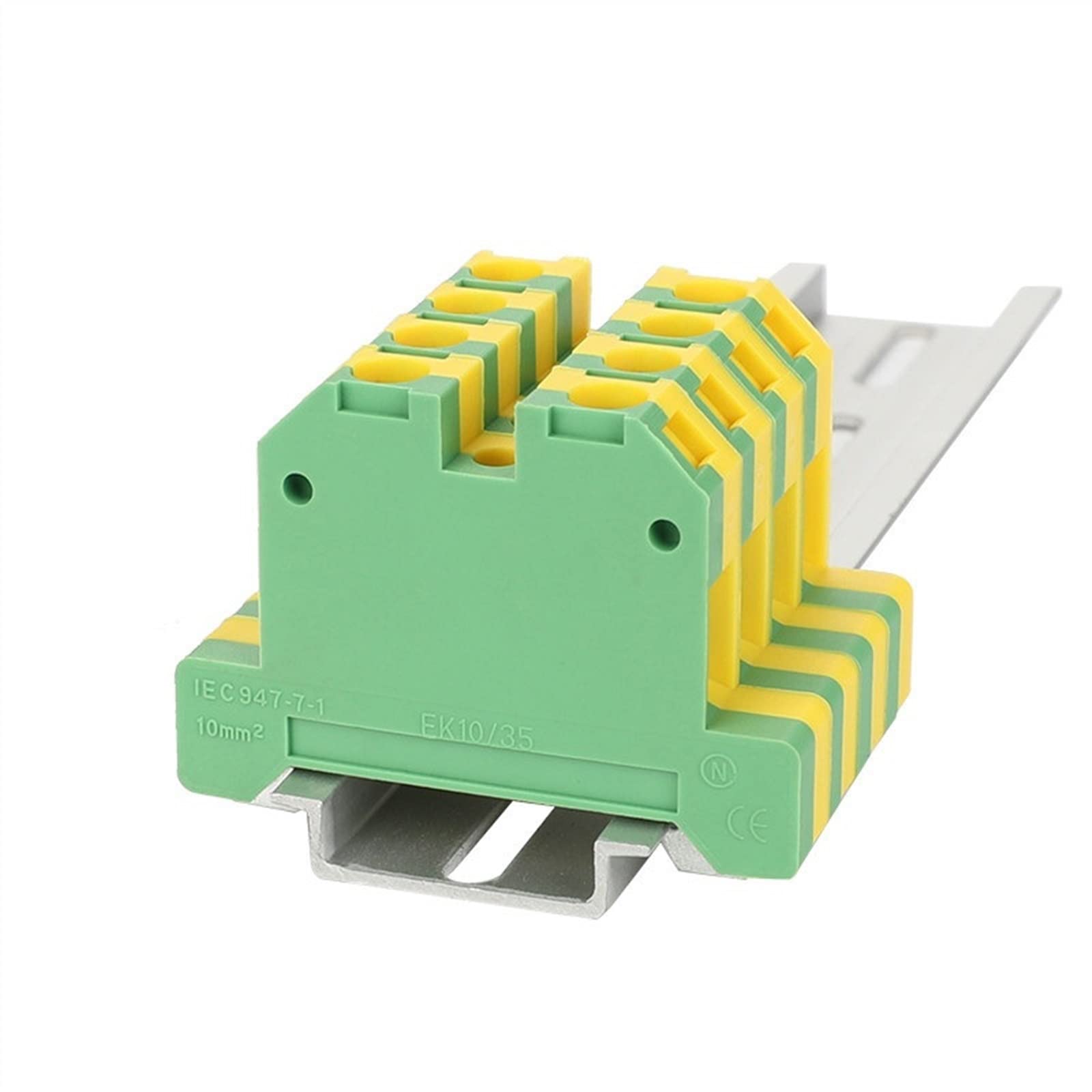 10Pcs EK10/35 Screw Grounding Connection Earth Terminals SAK 10 mm² Wire Electrical Connector DIN Rail Terminal Block EK 10/35