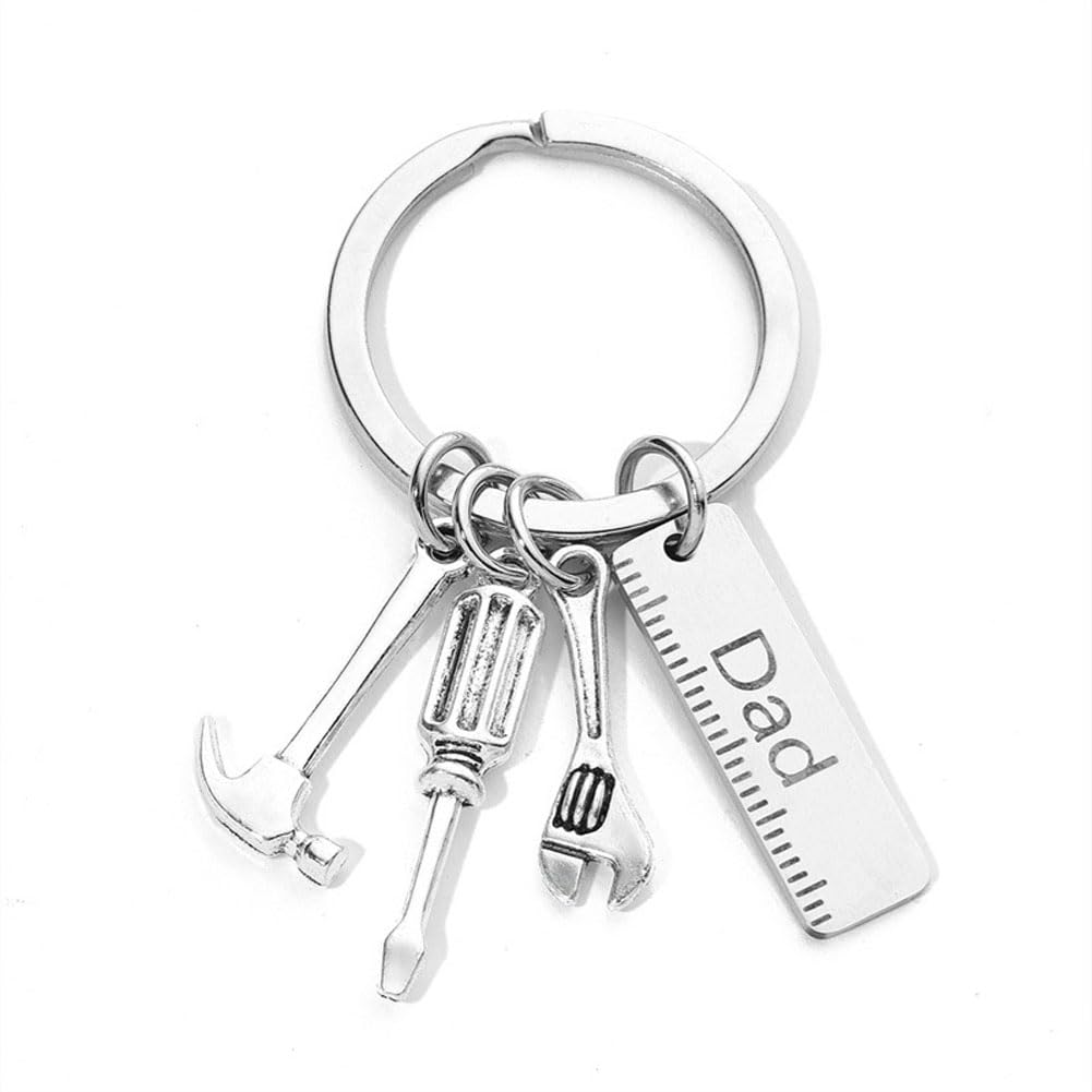 shilipu Keychain with Ruler Hammer Wrench Screwdriver Father's Day Keyring Daddy Key Chain Repair Tools Key Pendant Keychain for Men Gifts from Daughter Son