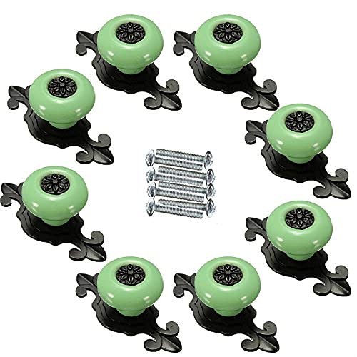 8 Pezzi pomelli/Maniglie/maniglioni in Ceramica retrò per armadi da Cucina, armadi, Guardaroba, cassetti, cassettiere, cestini, cassettiere ECC. Decorativo per la casa Vintage Fai da Te (Nero-