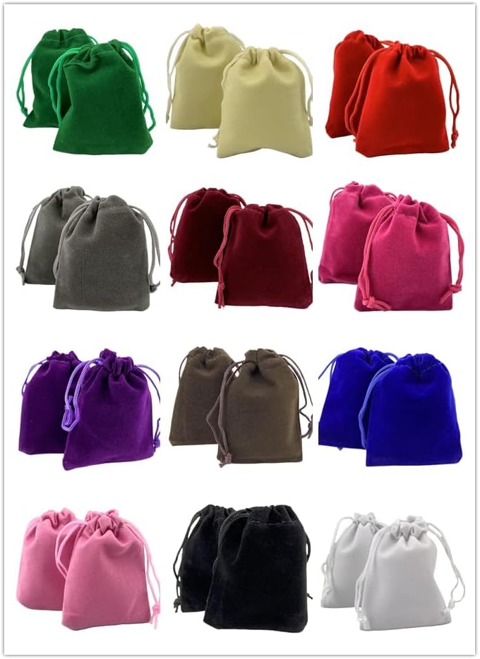 Palmhomee Pack of 48 2.8x3.6 Inch Velvet Drawstring Bags Gift Bag Velvet Pouch For Jewelry Wedding and Party Favor (Mixed Colors) - Image 2