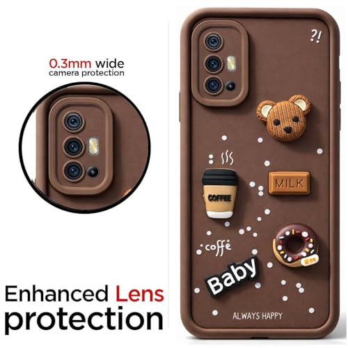 Image of Bintage Case Ball Bear| Donut| Milk Cake| Baby| Coffee Rubber Case Camera Protection Back Cover Compatible for Vivo V17 - Brown