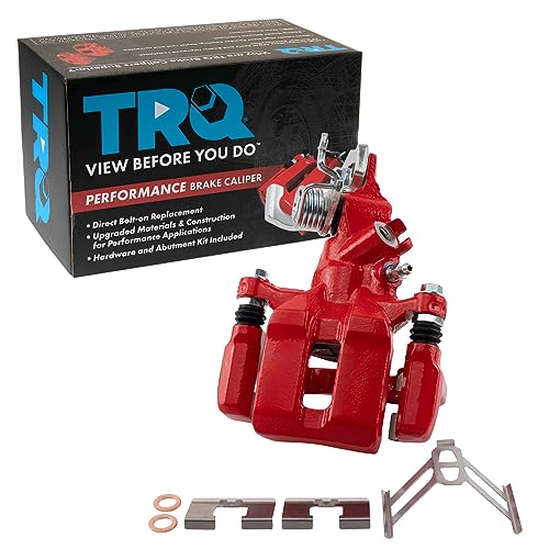 Image of TRQ Rear Right Brake Caliper w /Bracket Performance Red Passenger Side