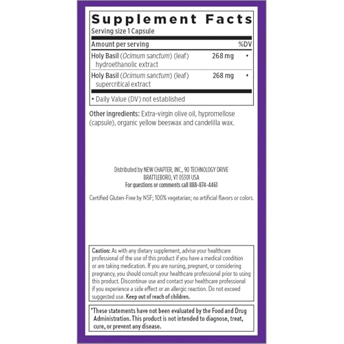 New Chapter Holy Basil Force Stress Relief Supplement, 30 Count - image 6