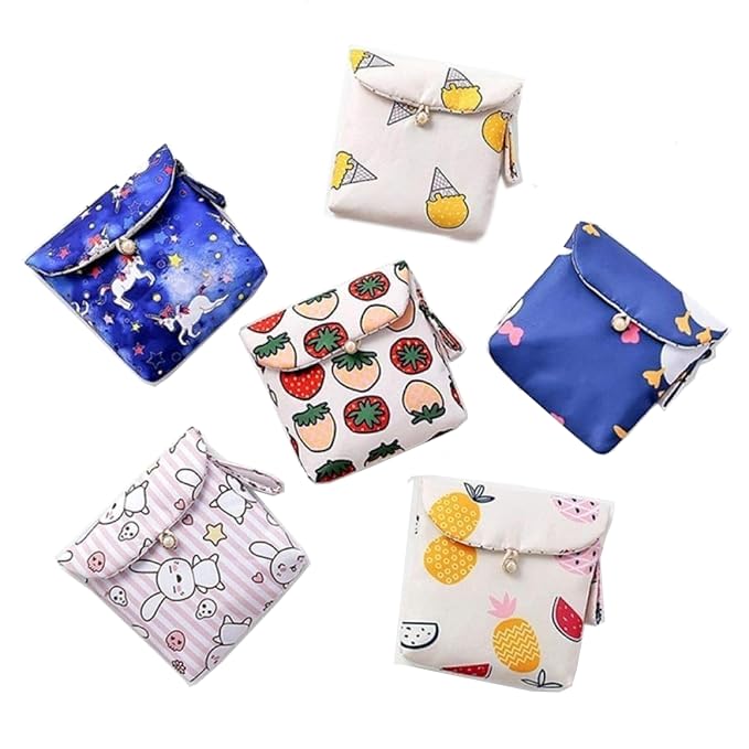 EQUVIA Set of 2 Washable Sanitary Napkins Bag Travel Pad Storage Bag for Cosmetic Washable Sanitary Napkins Bag.Pouch Holder Organizer Waterproof Women and Girls (Multicolor) (B09DBDMHVT) Amazon Price History, Amazon Price Tracker