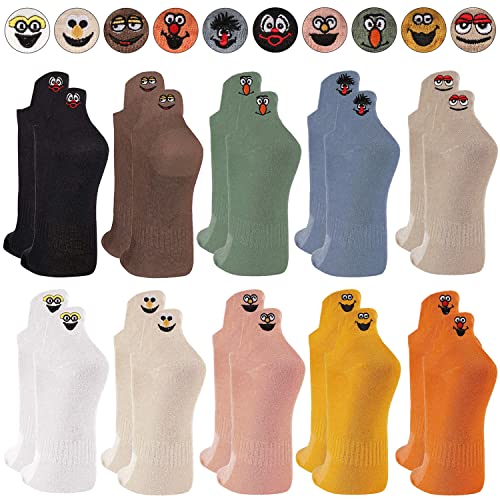 Sunvivid Chaussettes Basses Fantaisies Femme Coton doux de qualité Kawaii Socquettes Brodées Cheville pour Femme et Fille 35-41 - Lot 10 Paires Cover