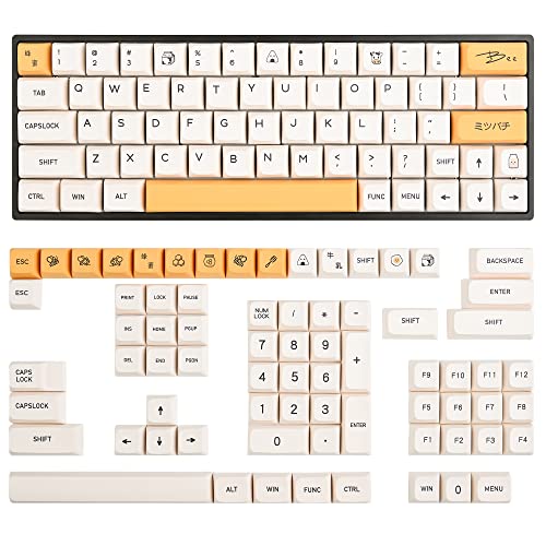 Image of Guffercty kred 140-Key Honey Milk PBT Keycaps XDA 65 Percent TKL for 100 Percent 60% Mechanical Keyboard (Honey Milk-English)