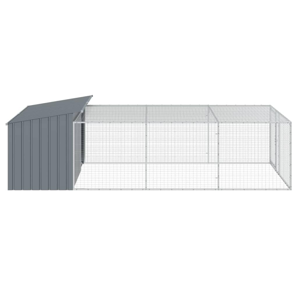 vidaXL Caseta Perros con Corral Acero galvanizado Gris 197x396x110 cm