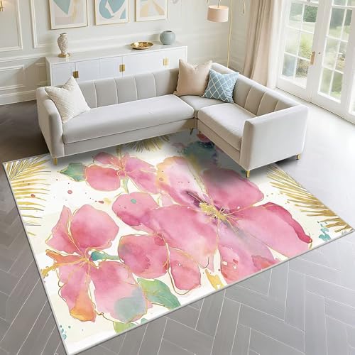 Tapis de salon motif floral moderne rose pour réveiller la décoration de la chambre