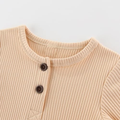 Baby Boy Girl Romper 2 Pack Long Sleeve Button Jumpsuit Cotton Unisex Infant Baby Clothes for 0-24 Months2