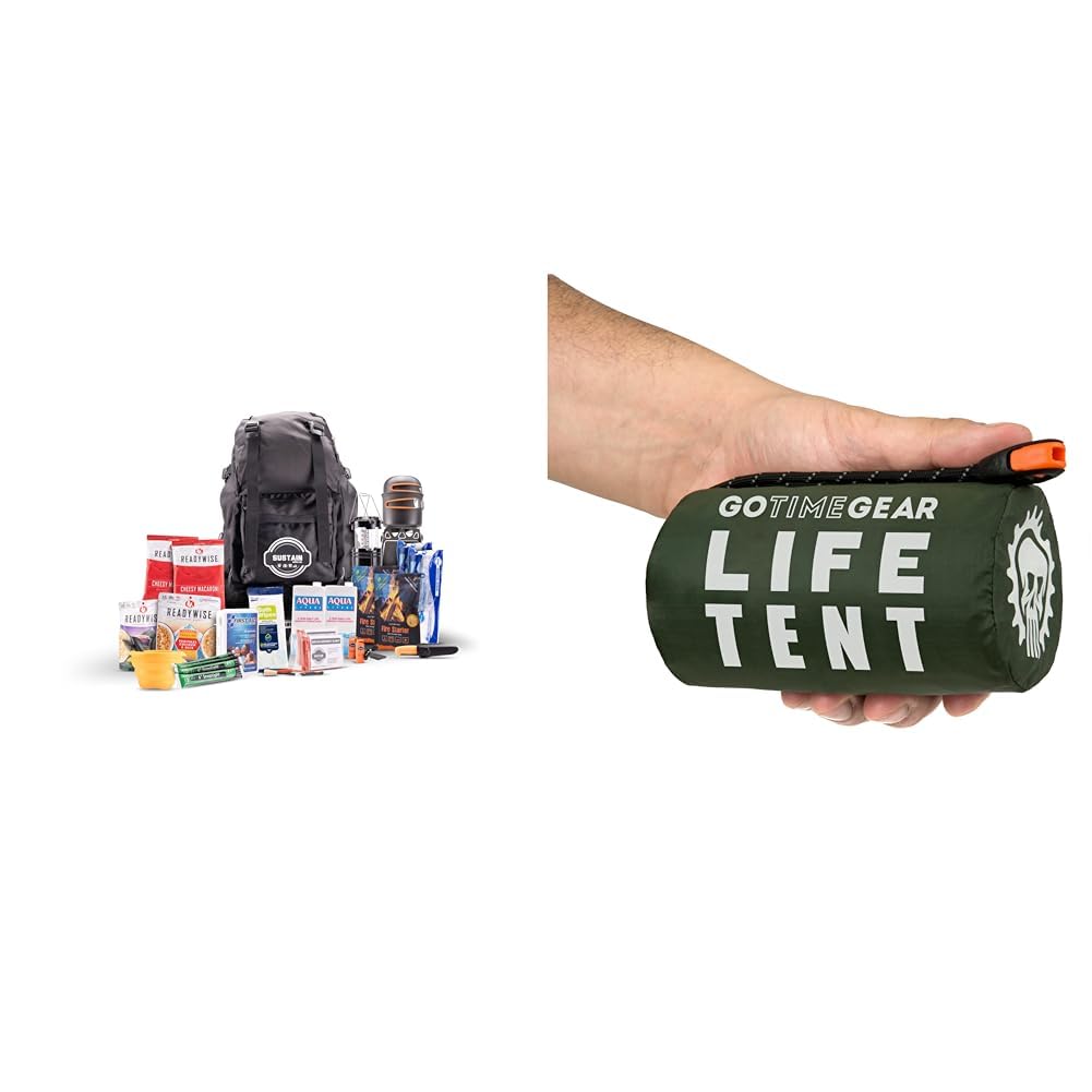 Sustain Supply Emergency Survival Kit & Backpack, 2 Person, 72 Hours, Disaster Preparedness Go-Bag for Earthquake, Fire, Flood, Hurricane & Shelter-in-Place Including Food, Water, Blankets, First Aid