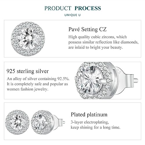 Boucles d'oreilles en Argent Sterling 925 avec pierre de naissance solitaire