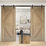 Double Barn Door Sliding Kit - 8.2FT/250cm Sliding Track Barn Door Hardware Kit for Indoor/Outdoor Use