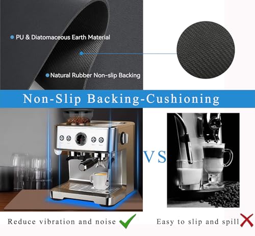 Image of Coffee Mat for Countertops ,Coffee Bar Accessories Fit Under Coffee Maker Espresso Machine, Absorbent Hide Stain Rubber Mat for Countertop ,Dish Drying Mat for Kitchen Counter (Brown, 12 inchx19 inch)