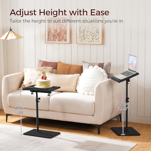 Image of MAHANCRIS TV Tray Table, Height Adjustable TV Trays with 360 Swivel, Space-Saving Side Table for Couch, Multi-Functional Sofa Table with Anti-Slip Bar, Bedside, Black ETBK4501