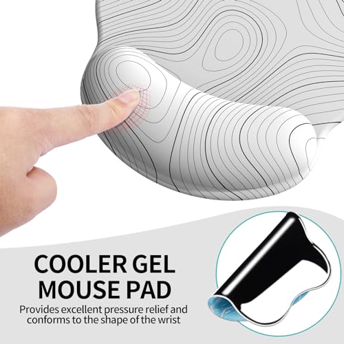 Image of eulps Mouse Pad with Wrist Rest, Comfortable Computer Mousepad with Gel Wrist Support Smooth Surface and Non-Slip PU Base for Pain Relief, Laptop, Office & Home (White Line)