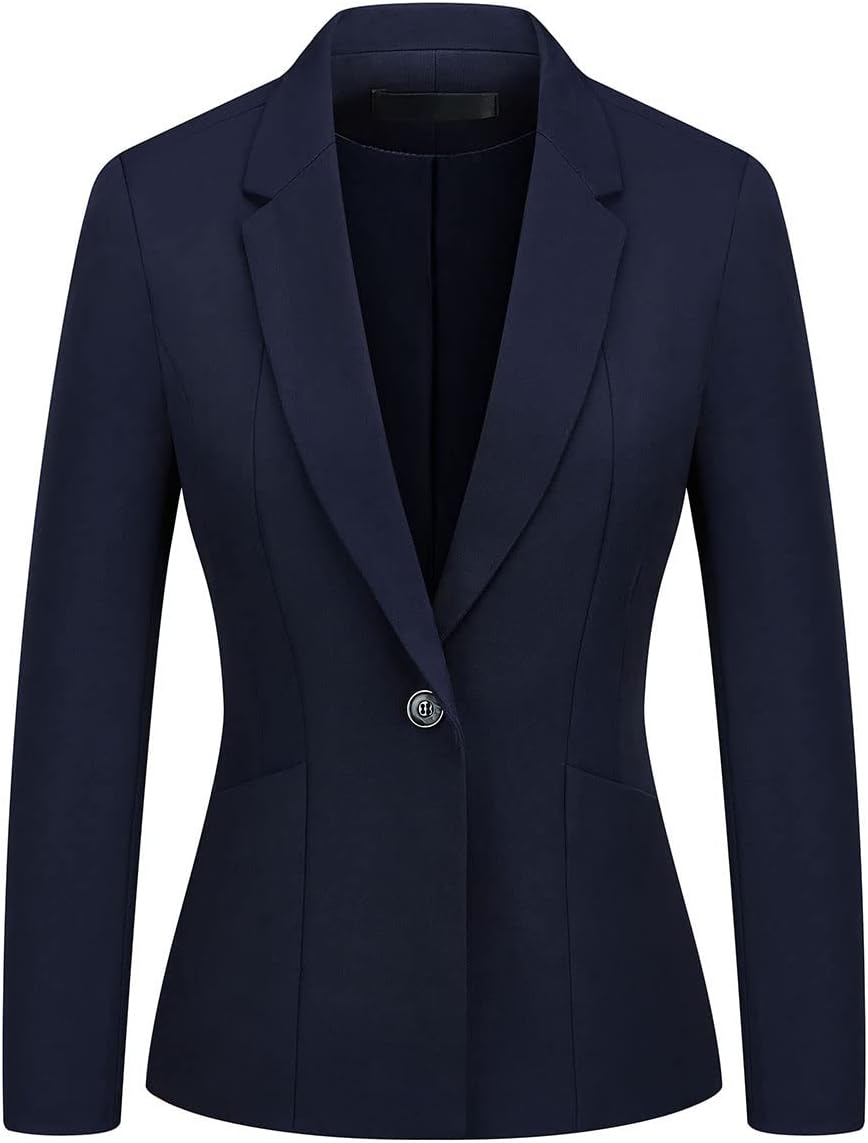 MODFUL Women's Formal Business Blazer One Button Long Sleeve Suit Jacket for Lady with Notch Lapel Work Office