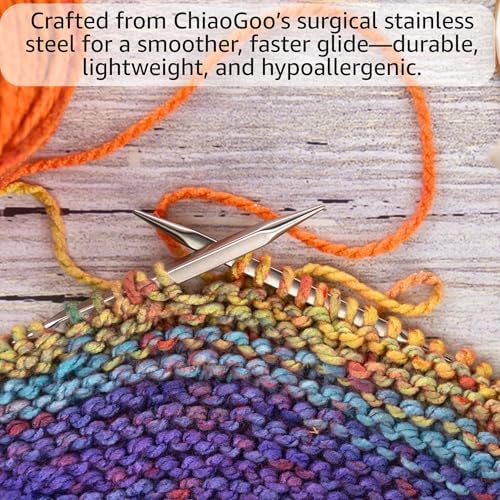 ChiaoGoo Quads 4 in. (10cm) US 7 (4.5 mm) Interchangeable Circular Knitting Needle Tips Stainless Steel [S] (uses Small Cables) with Stitch Holder - 4
