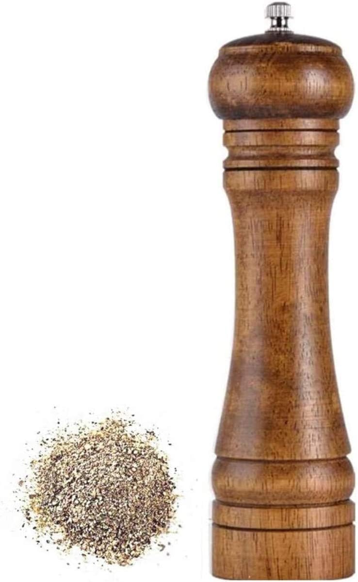 Wooden Pepper Mill Pepper Grinder Kit Manual Mills Solid with Strong Adjustable Ceramic Grinders Set 8 Inches-image-19
