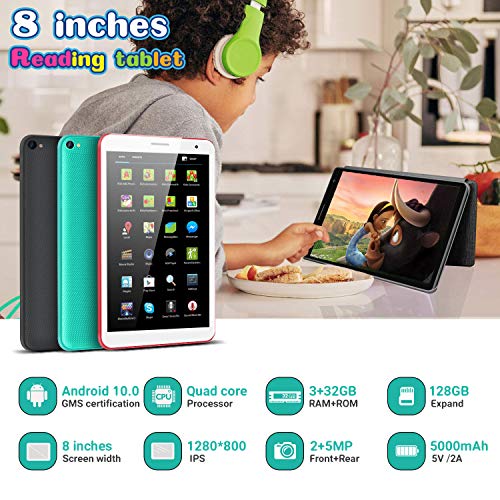 Tablet-para-Ninos-con-WiFi-80-Pulgadas-3GB-RAM-32GB128GB-ROM-Android-100-Pie-Certificado-por-Google-GMS-16Ghz-Tablet-Infantil-Quad-Core-Bateria-5000mAh-Tablet-PC-Netflix-Juegos-EducativosNegro