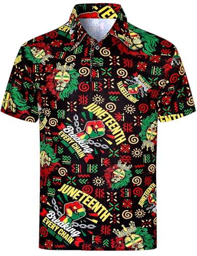 Funny World Mens African Shirt Juneteenth Polo Shirt Juneteenth Medium