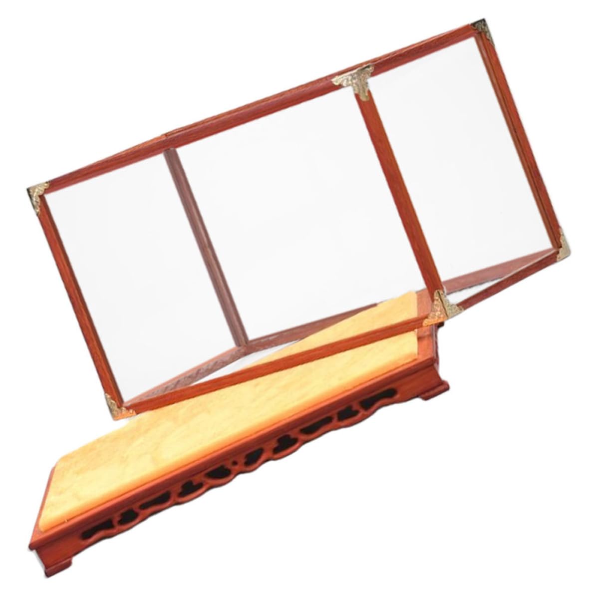 Vitrine en bois rectangulaire transparente pour figurines et poupées