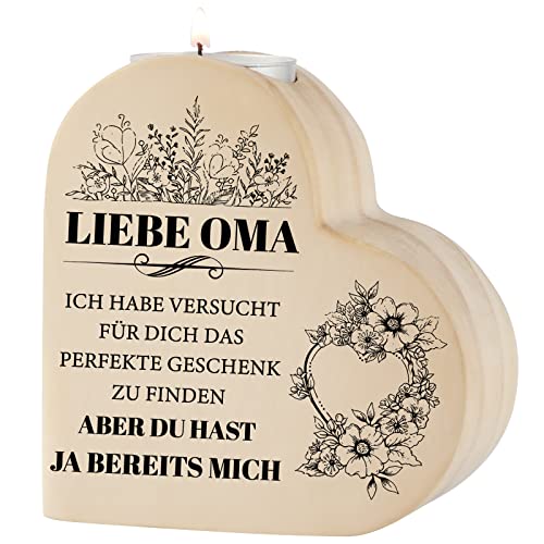 Oma Geschenk, Tulolvae Herz Kerzenhalter Mit Spruch für Beste Oma, Kerzenständer Geschenke für Oma zum Geburtstag Weihnachten, Muttertagsgeschenk Oma Cover